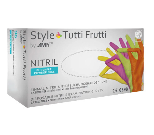 Ampri Style tutti frutti Nitril farbig im Mix, Box 96Stück