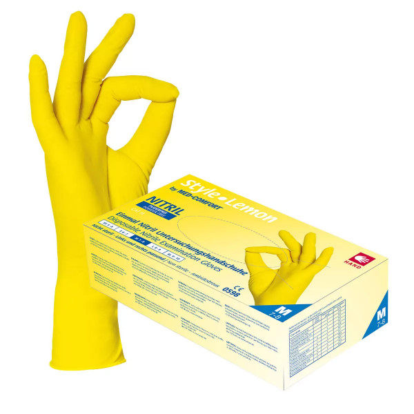 Style Lemon Handschuhe Nitril gelb, Box 100 Stück